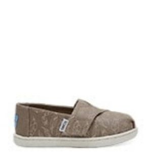 Tiny Toms Classics in Desert Taupe Foil Feathers